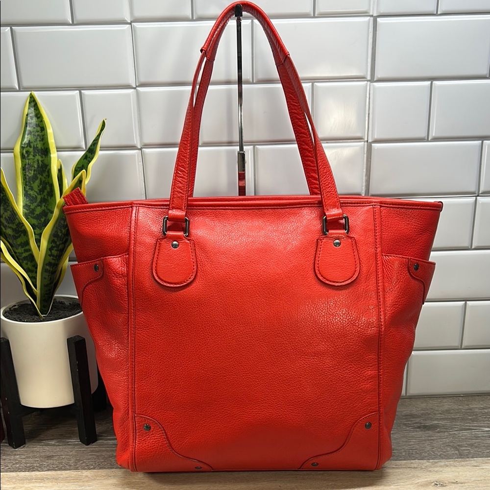 Coach Red Pebble Leather Mickie Tote Shoulder Bag Purse F34039 - Picture 2 of 12